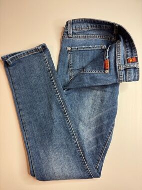 7 For All Mankind Kids Blue Denim Jeans with Orange Tab Accents
